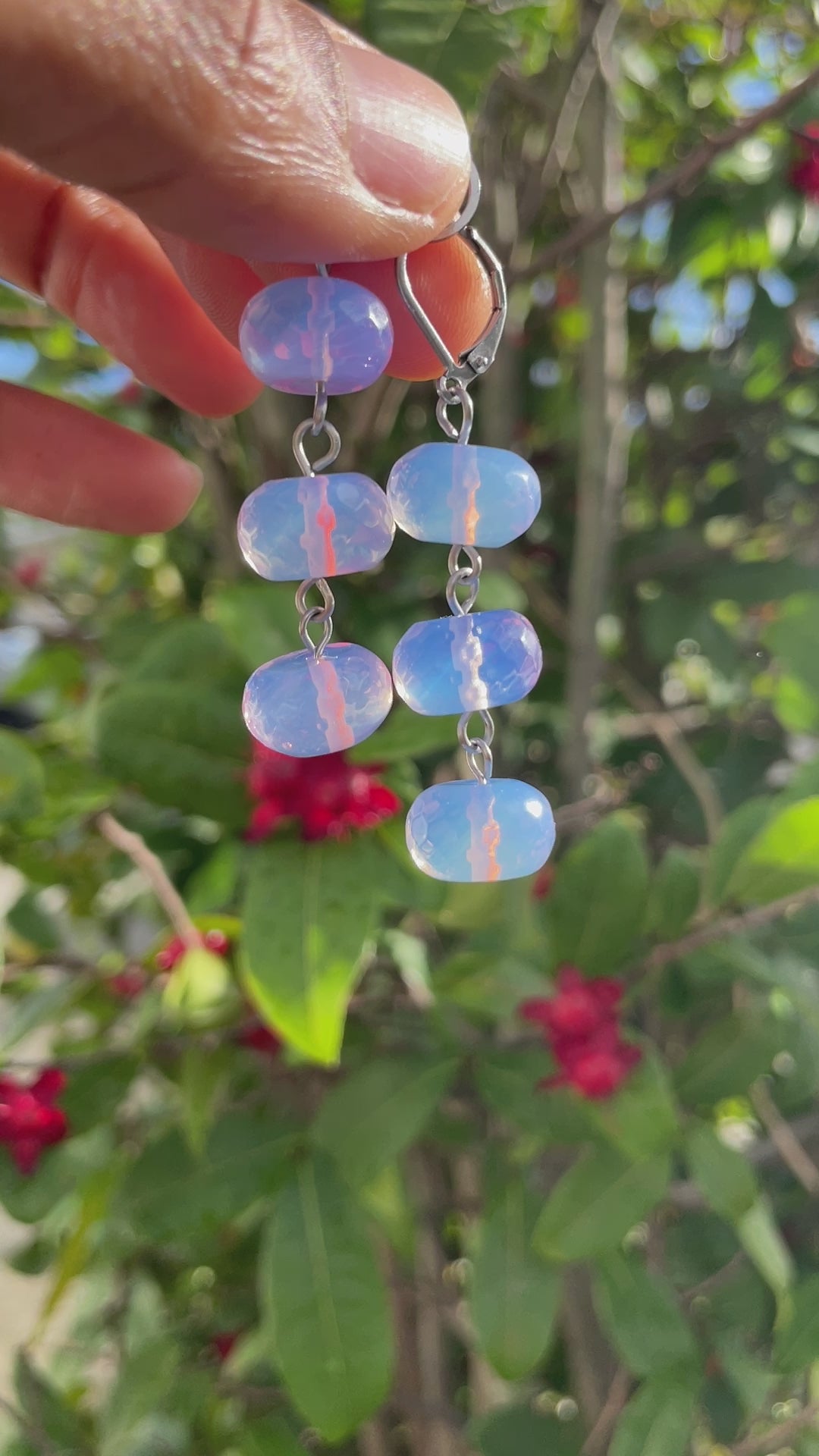 Stainless Steel Lilac Jelly Opalite Earrings