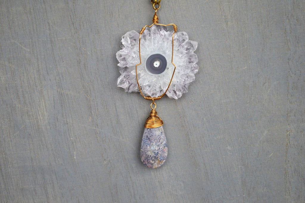 Amethyst Stalactite Brass Wire Wrapped Necklace - We Love Brass