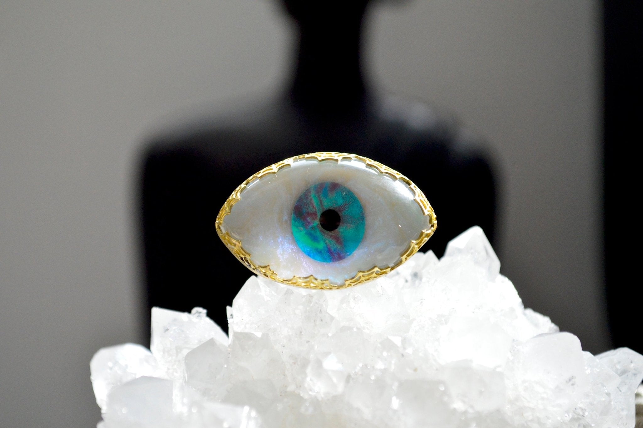 Caught Up - Hand Carved Opal Eye Brass Ring - We Love Brass