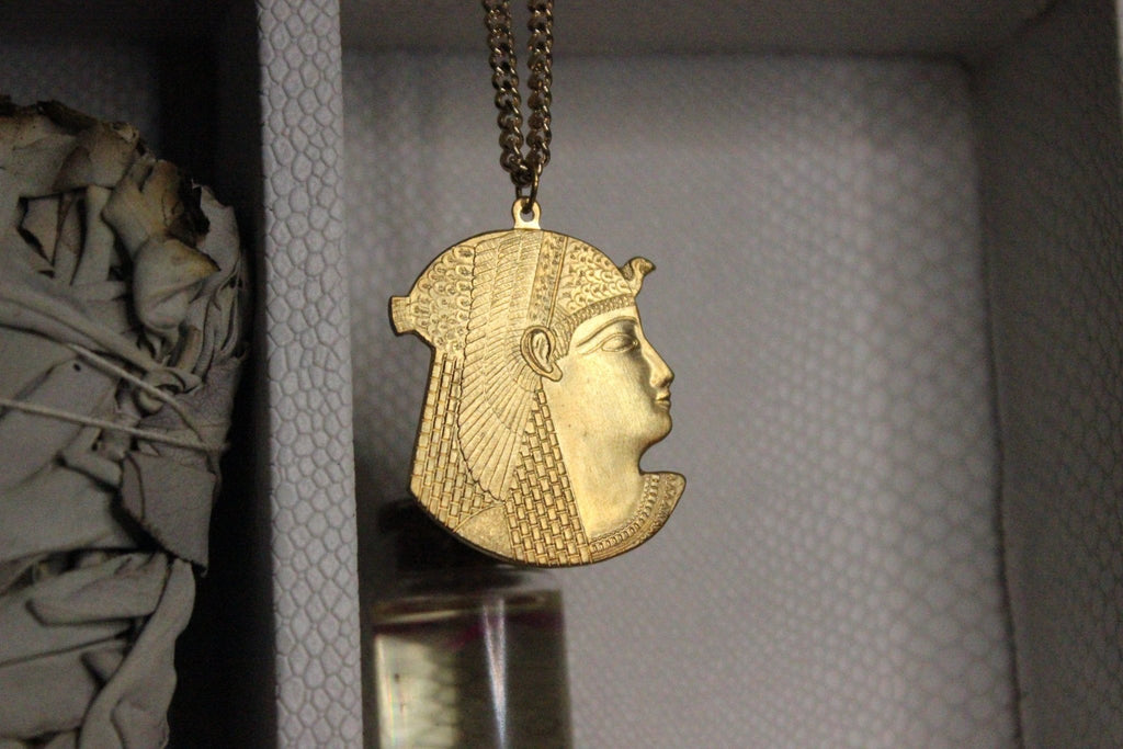 Cleo Egyptian Cameo Necklace - Brass - We Love Brass