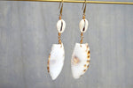 Load image into Gallery viewer, Double Shadow - Brass Cowrie Shell Earrings - We Love Brass
