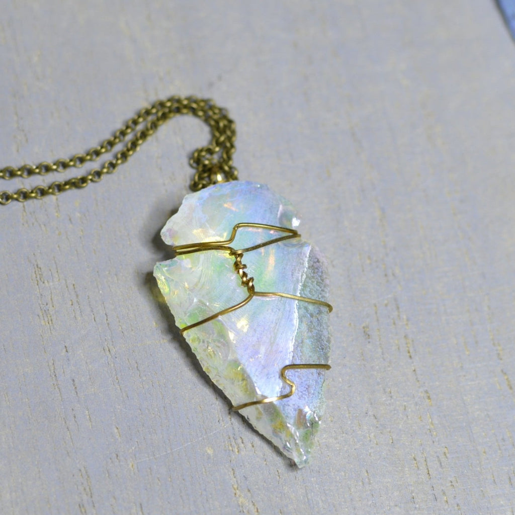Aura Quartz Arrowhead Necklace - We Love Brass