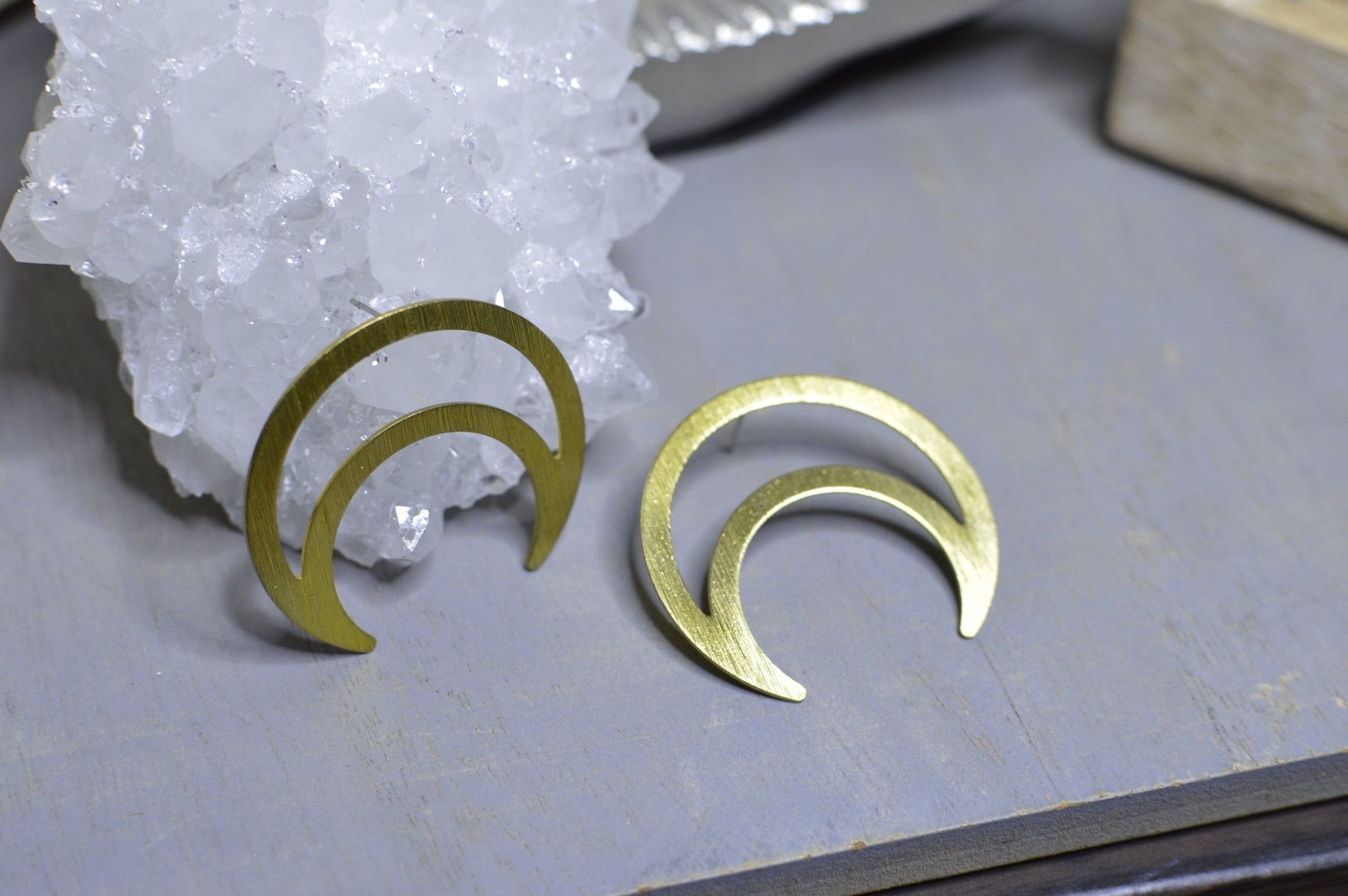 Crescent Moon Earrings - We Love Brass