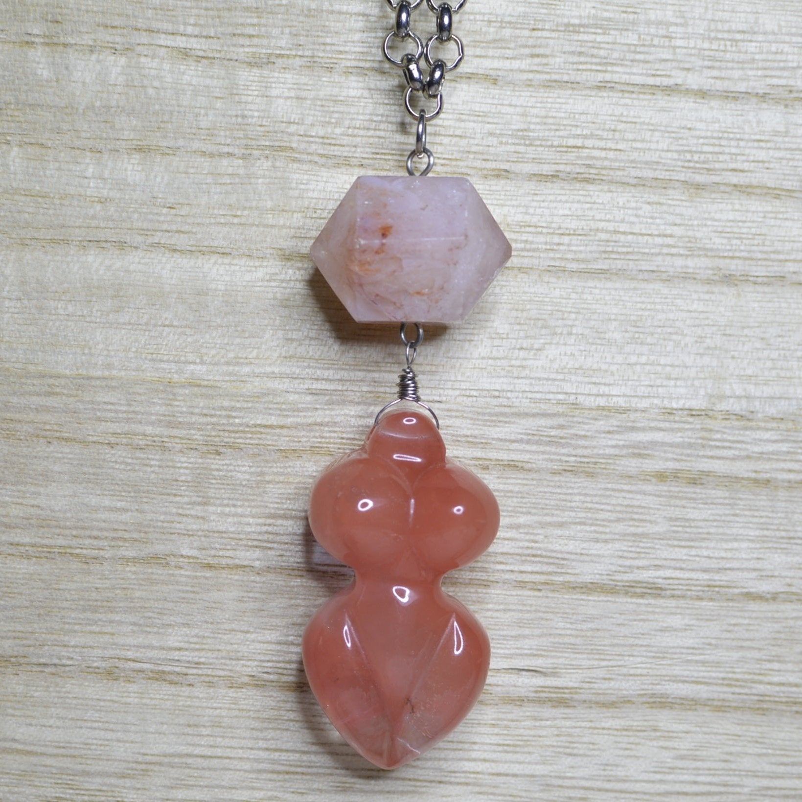 Hematoid and Cherry Quartz Goddess - We Love Brass