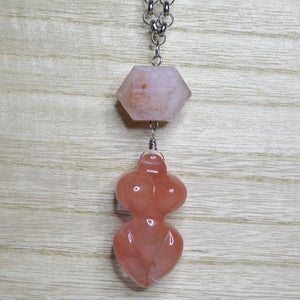 Hematoid and Cherry Quartz Goddess - We Love Brass