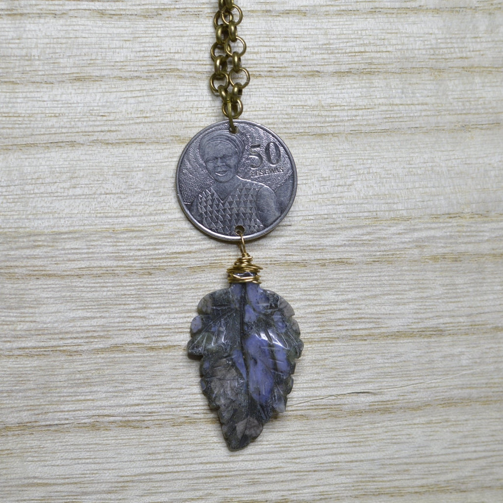 Market Woman Agate Coin Necklace - We Love Brass