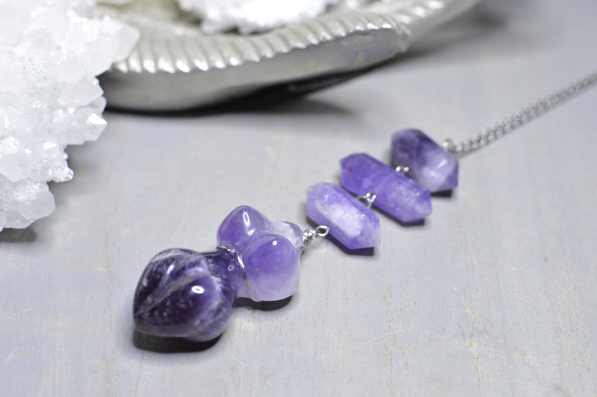 Planets Aligned - Amethyst Goddess Necklace - We Love Brass