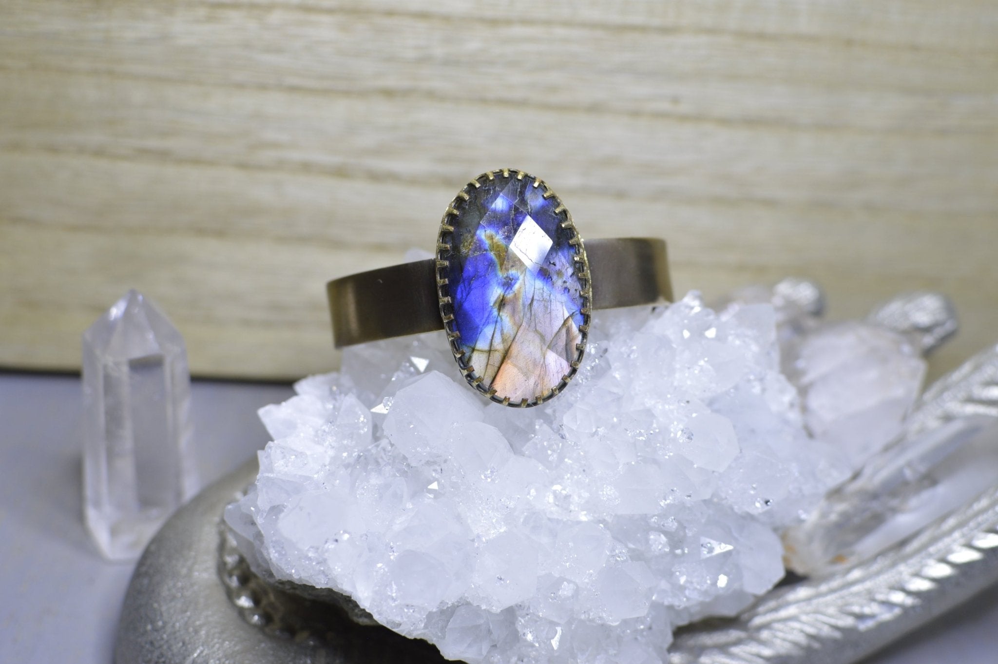 [RARE] Labradorite Bangle - We Love Brass
