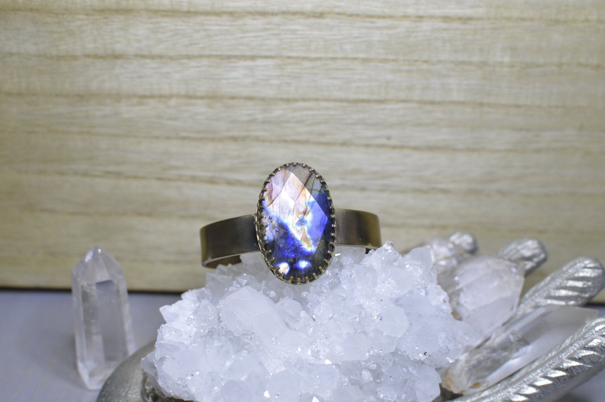 [RARE] Labradorite Bangle - We Love Brass