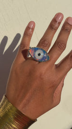 Load and play video in Gallery viewer, The Fire Within - Third Eye Opal Brass Ring
