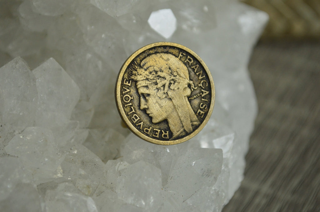 1932 Vintage French Coin Ring - We Love Brass