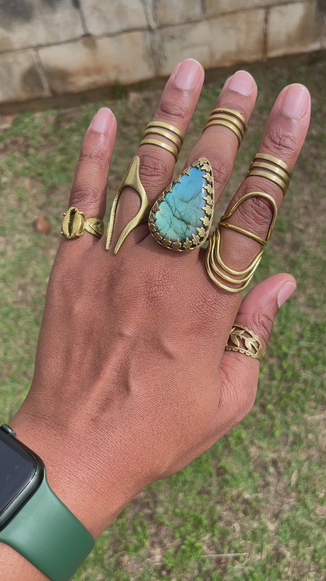 Shimmery Ocean Blue Labradorite Ring