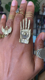 Load and play video in Gallery viewer, handmade brass evil eye ring
