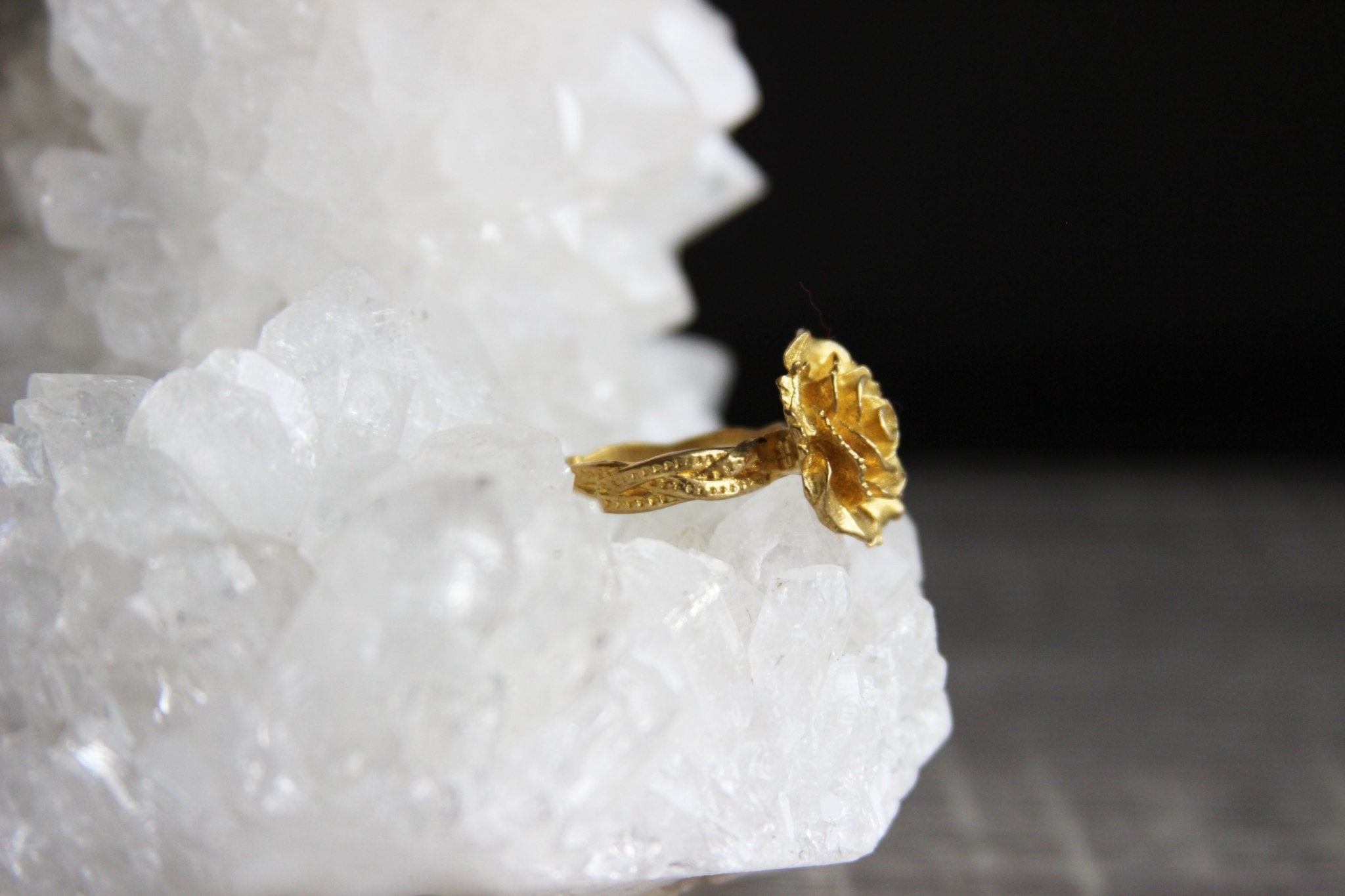 3D Rose Flower Brass Ring - We Love Brass