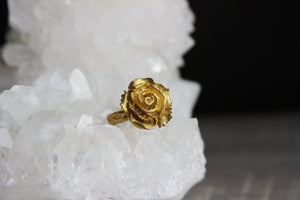 3D Rose Flower Brass Ring - We Love Brass