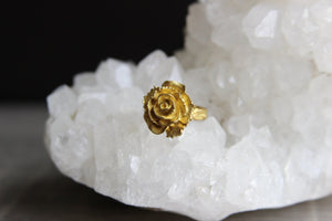 3D Rose Flower Brass Ring - We Love Brass
