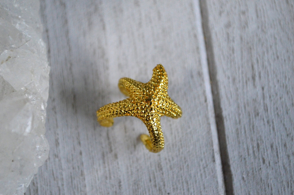 3D Starfish Midi Ring - We Love Brass