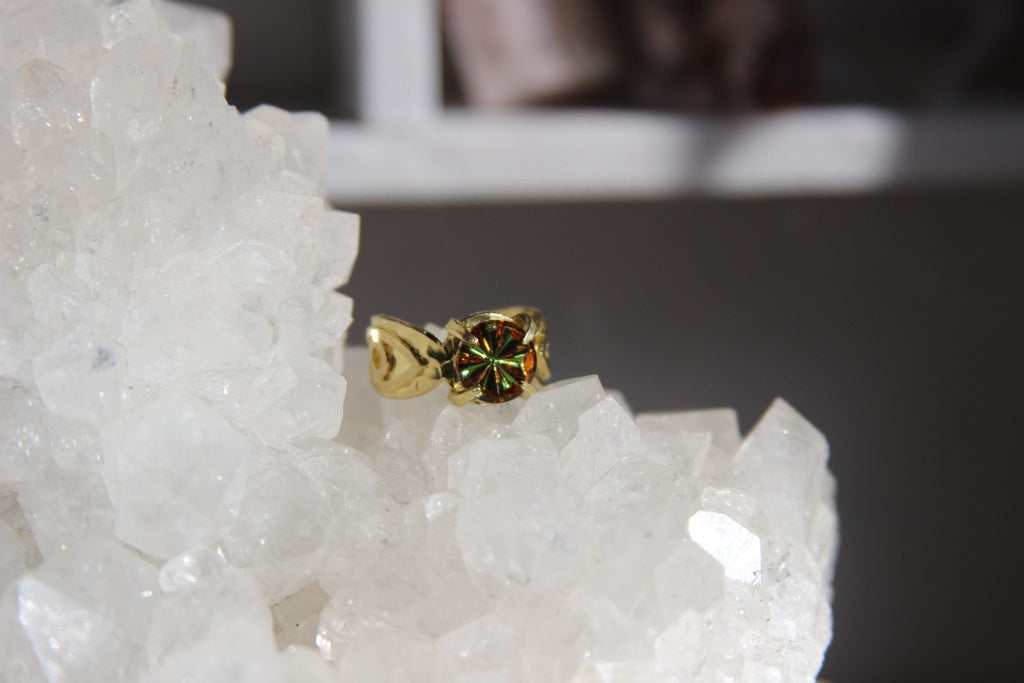 3rd Eye Vintage Glass Brass Ring - We Love Brass