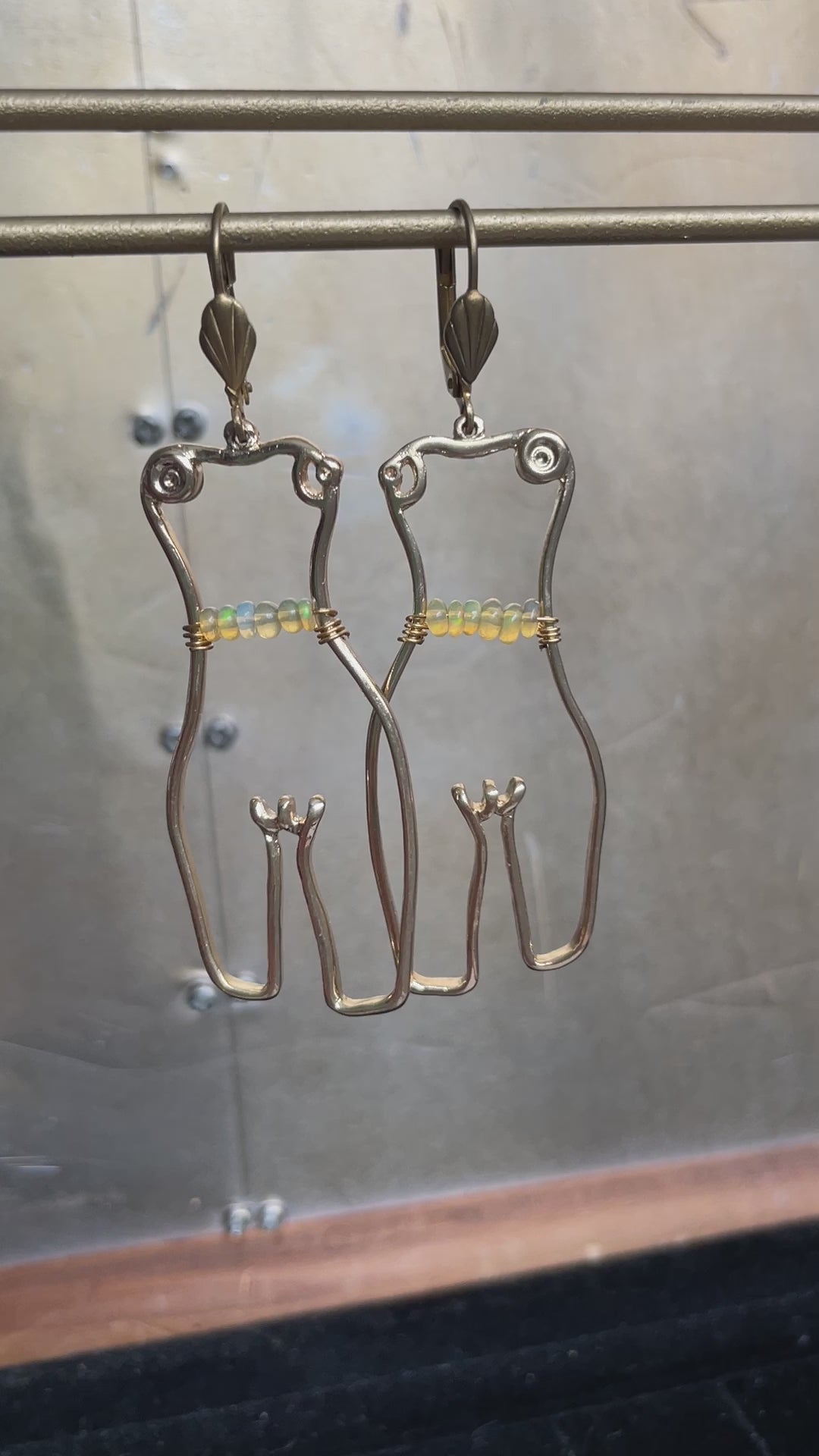 Ethiopian Opal Waist Beads Brass Earrings