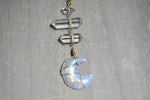 Load image into Gallery viewer, Planets Aligned - Opalite Waning Crescent Moon Brass Necklace
