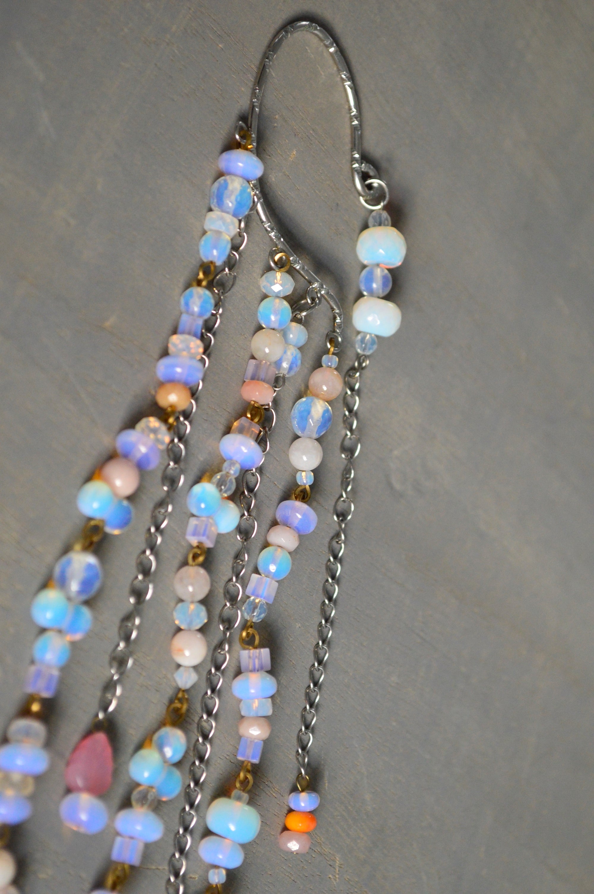 Stainless Steel Crystal and Opalite Ear Cuff