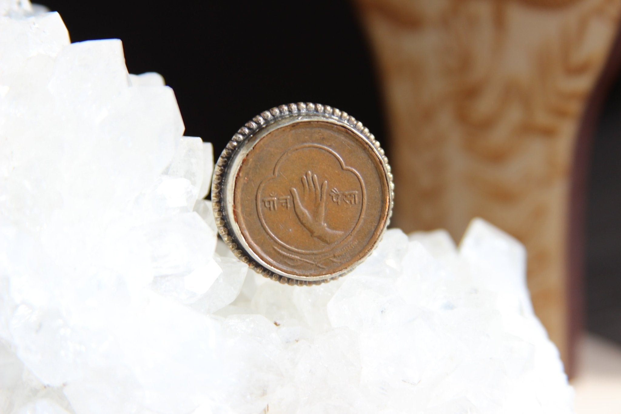 Abhaya Mudra Vintage Coin Ring - We Love Brass