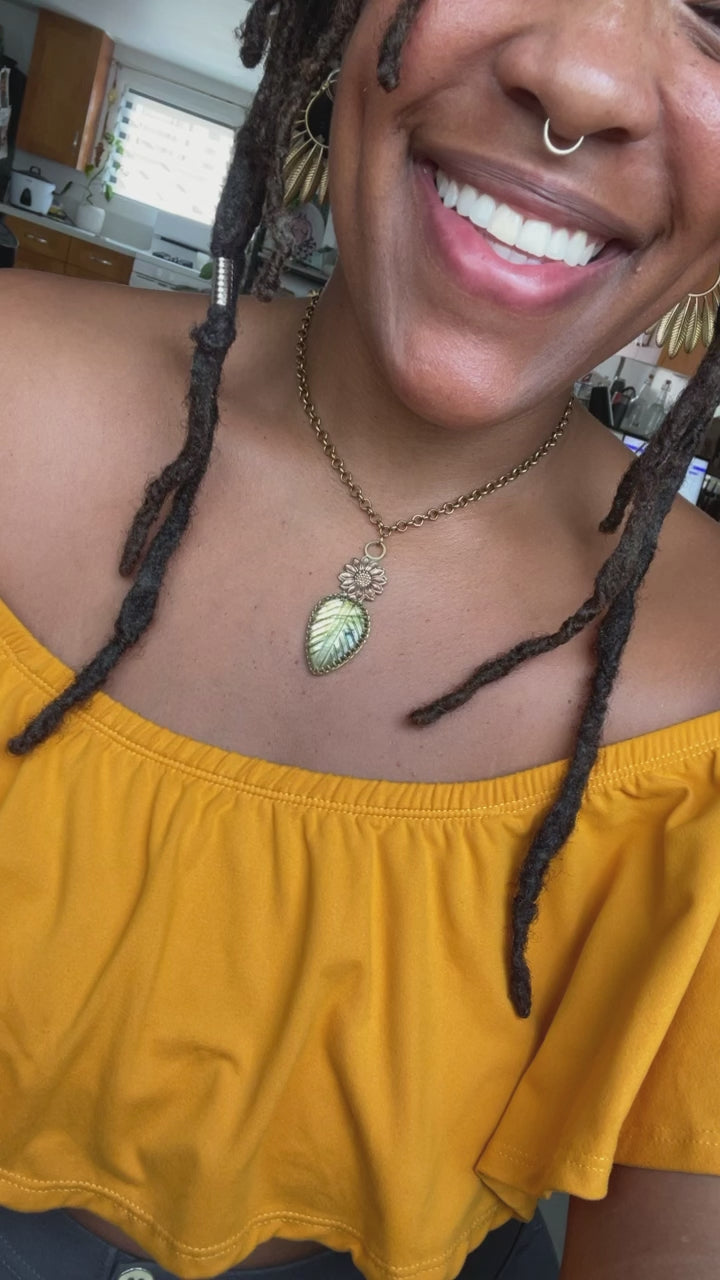 Sunshowers - Sunflower Labradorite Necklace