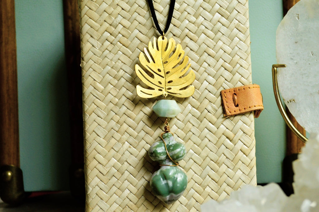 Amazona - Ocean Jasper Divine Feminine Necklace - We Love Brass