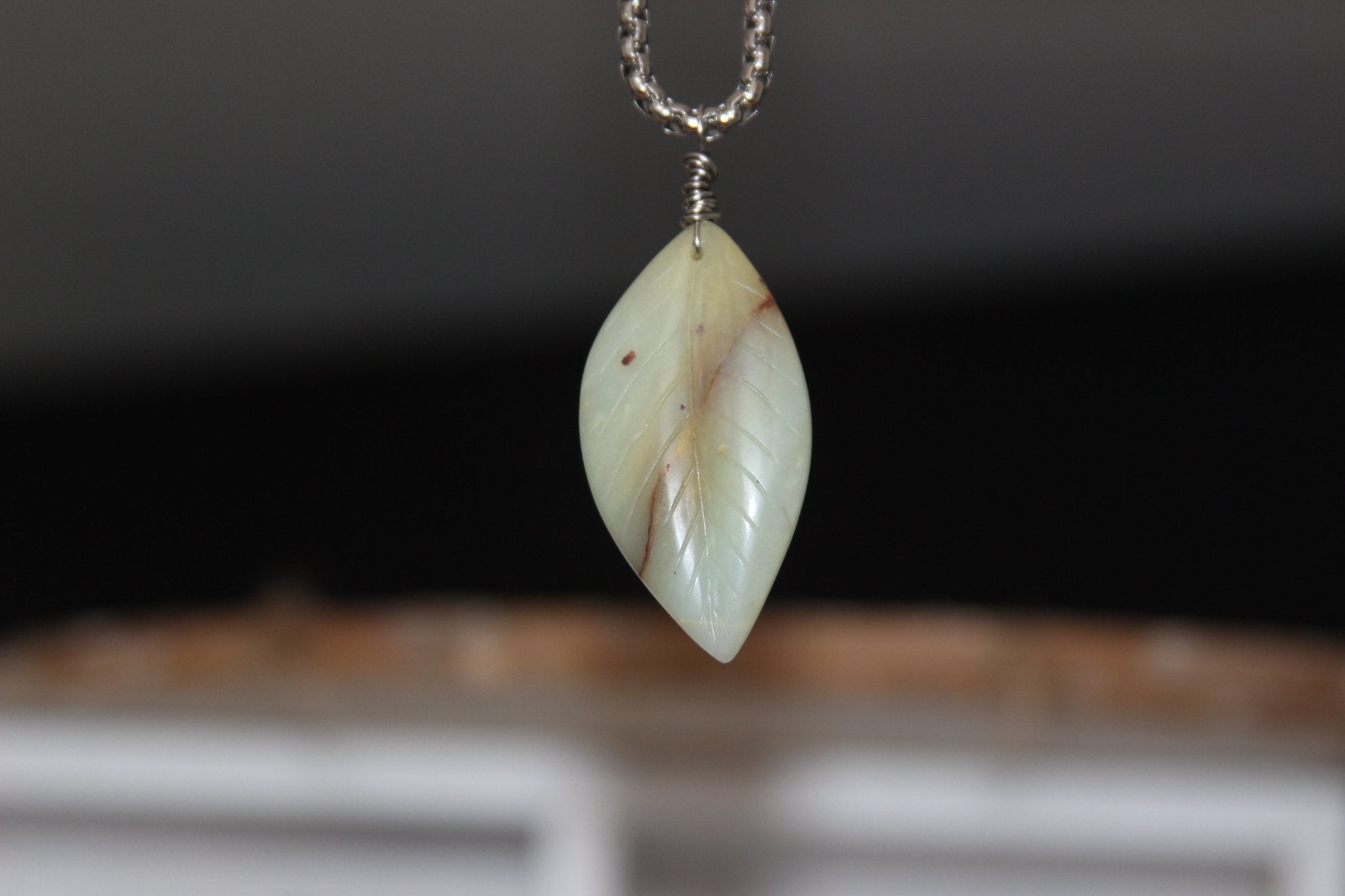 Amazonite Crystal Leaf Necklace - We Love Brass