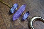 Load image into Gallery viewer, Amethyst Moon Necklace - CLEARANCE - We Love Brass
