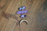 Load image into Gallery viewer, Amethyst Moon Necklace - CLEARANCE - We Love Brass
