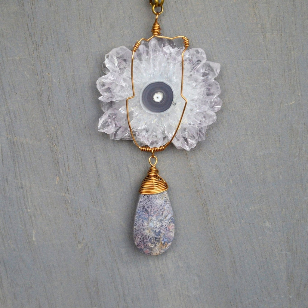 Amethyst Stalactite Brass Wire Wrapped Necklace - We Love Brass