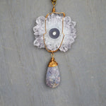 Load image into Gallery viewer, Amethyst Stalactite Brass Wire Wrapped Necklace - We Love Brass
