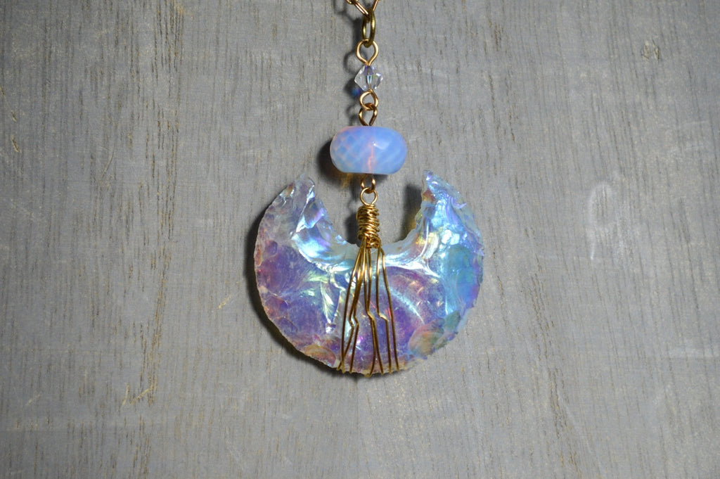 Angel Aura Opalite Moon Necklace - We Love Brass