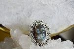 Cargar imagen en el visor de la galería, Anjo - Hand Carved Labradorite Cameo Ring - We Love Brass
