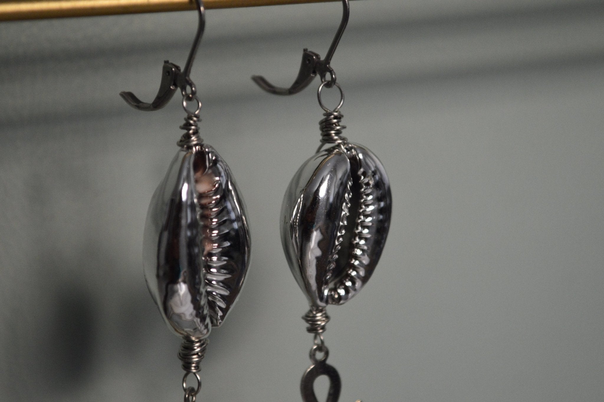 Ankh and Cowrie Shell Earrings - We Love Brass