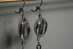 Load image into Gallery viewer, Ankh and Cowrie Shell Earrings - We Love Brass
