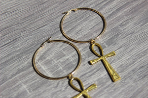 Ankh Hoop Earrings - We Love Brass
