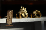 Load image into Gallery viewer, Anubis Hieroglyph Brass Ring Jewelry Set - We Love Brass
