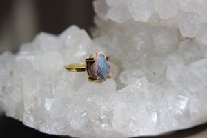 Aqua Galaxy Opal Brass Ring - We Love Brass