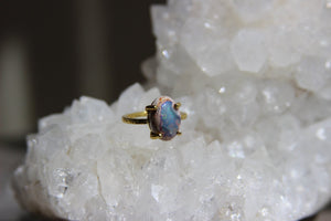 Aqua Galaxy Opal Brass Ring - We Love Brass