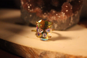 Arco Iris Brass Skull Ring - Golden Treasure Box
