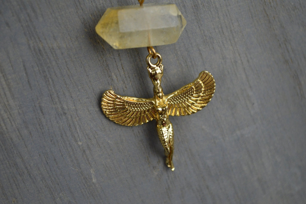 Ascended - Citrine Crystal Necklace - We Love Brass
