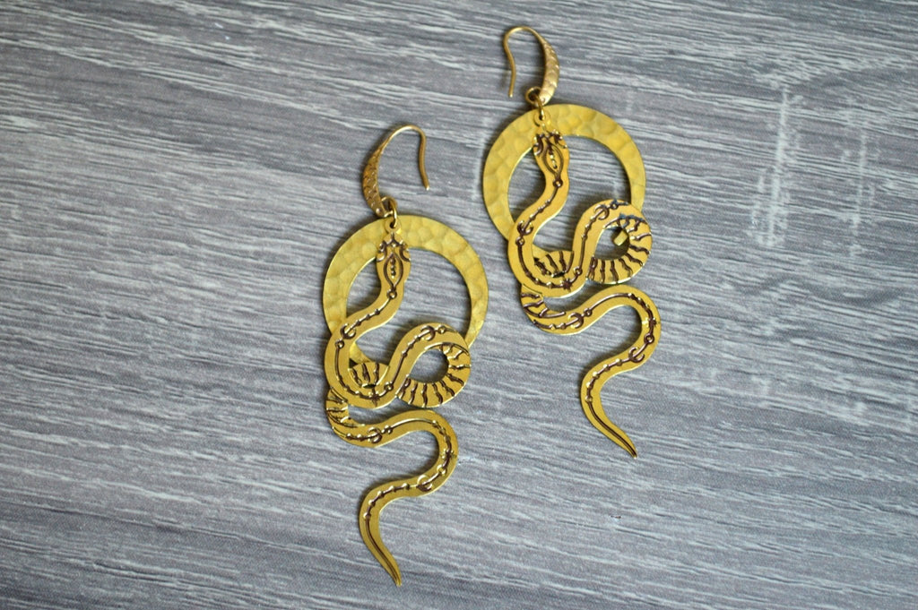 Ascendent Brass Serpent Earrings - We Love Brass