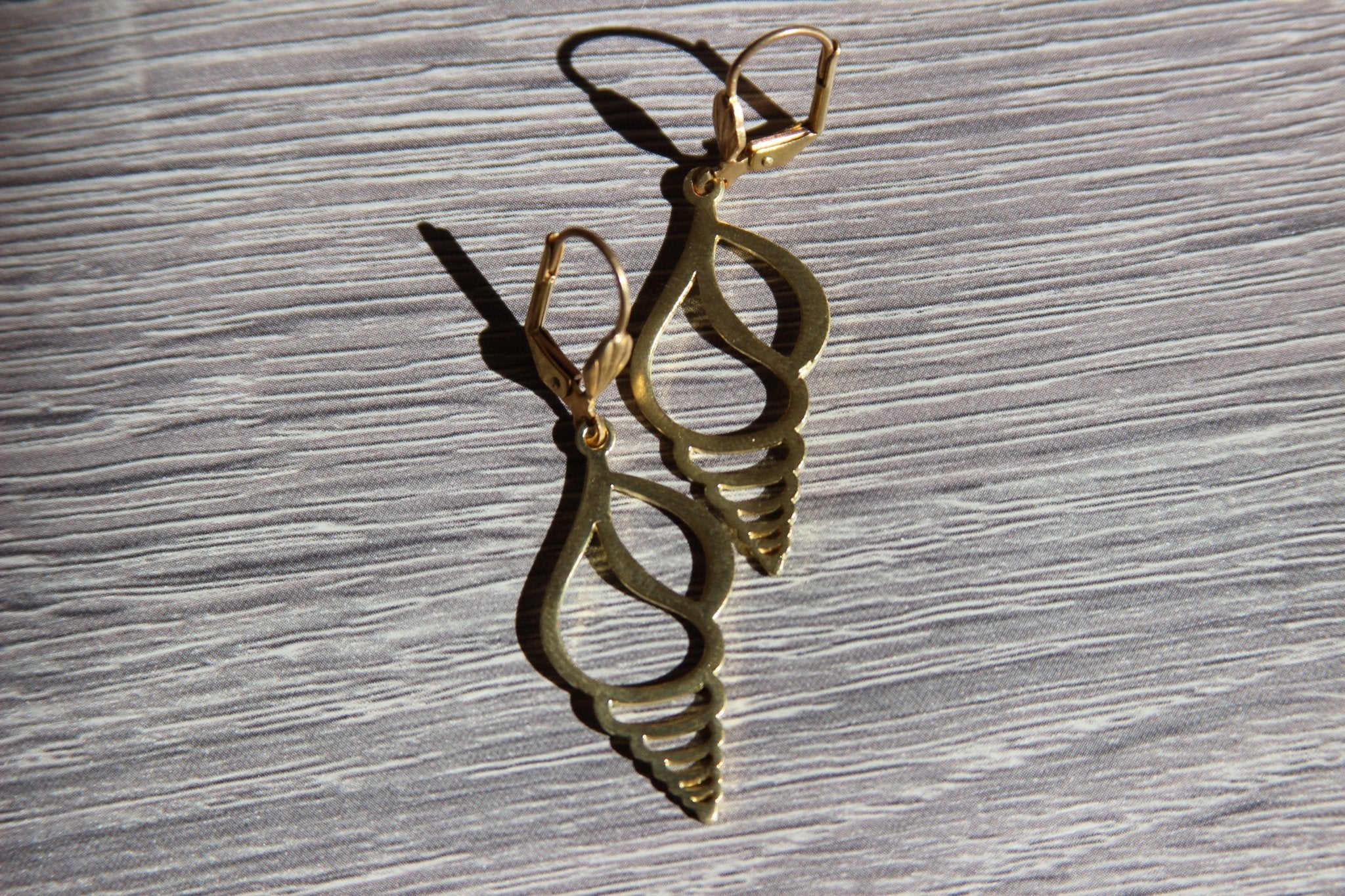 Auger Shell Brass Earrings - We Love Brass