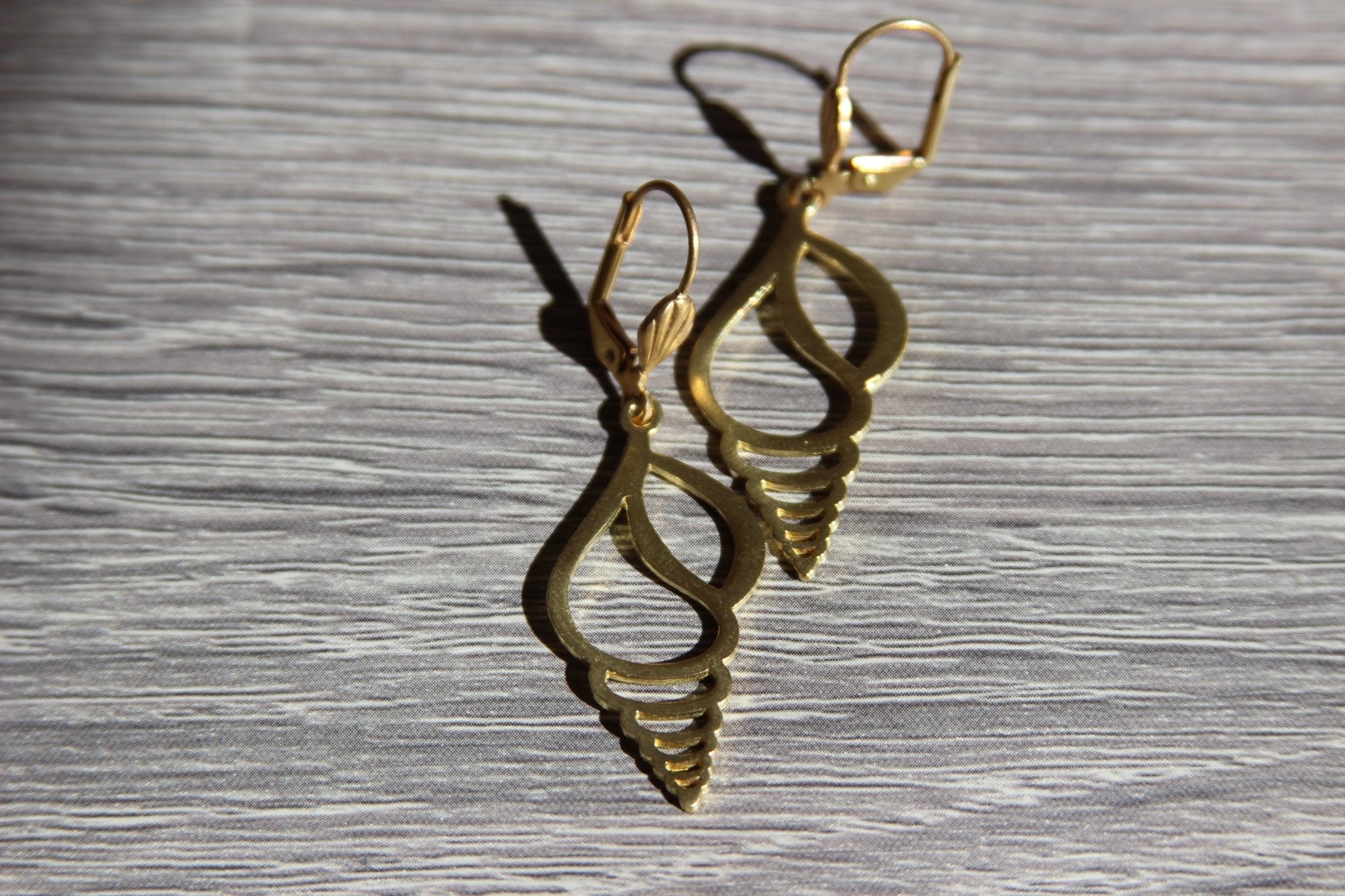 Auger Shell Brass Earrings - We Love Brass