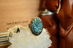 Aureyal - Blue Labradorite Brass Ring - We Love Brass