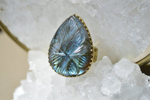 Aureyal Blue Labradorite Brass Ring - We Love Brass