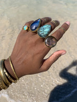 Load image into Gallery viewer, Aureyal Blue Labradorite Brass Ring - We Love Brass
