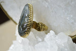 Cargar imagen en el visor de la galería, Aureyal Blue Labradorite Brass Ring - We Love Brass
